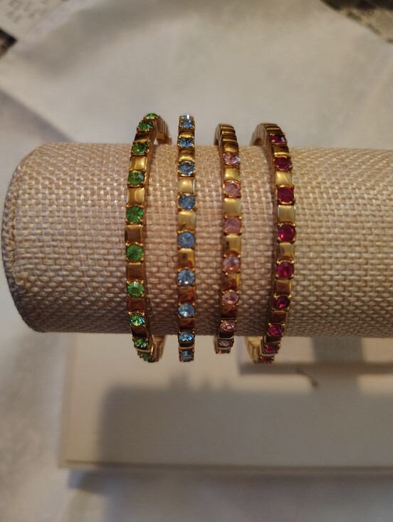 Joan Rivers Jewelry - Joan Rivers Four Gold-Tone Multi-Color Crystal Bangle Cuff Bracelets